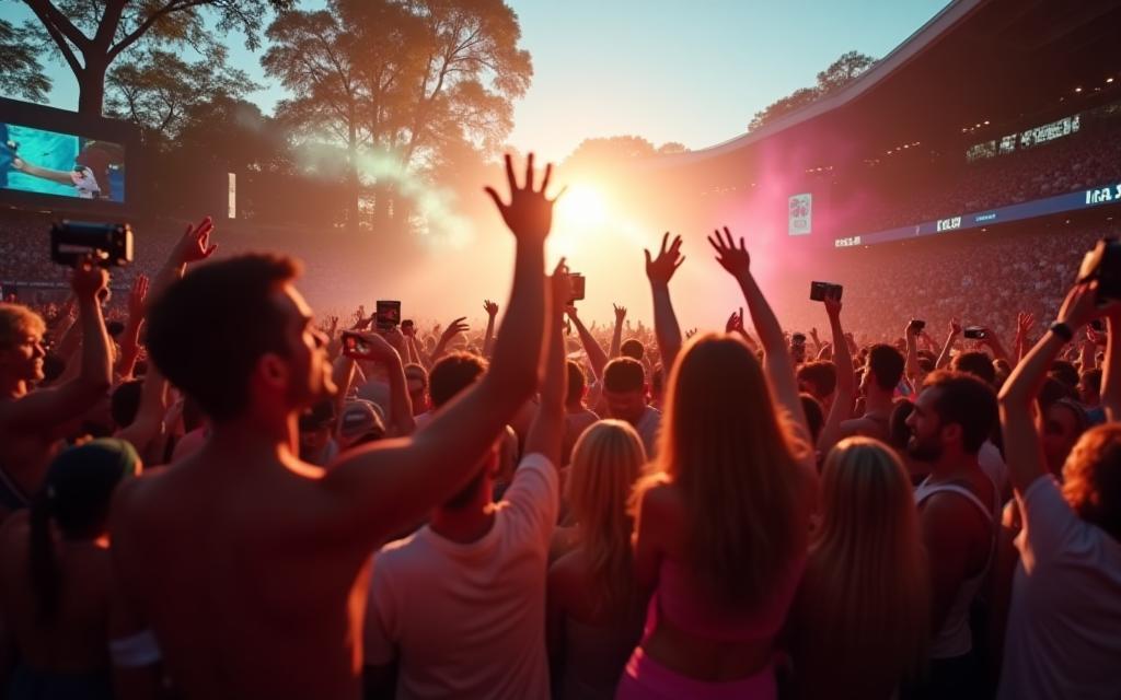 Crowd at Australian Open Fan Zone with cameras
